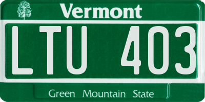 VT license plate LTU403