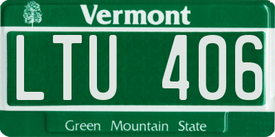 VT license plate LTU406