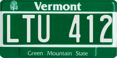 VT license plate LTU412