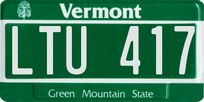 VT license plate LTU417