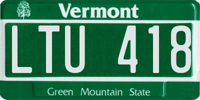 VT license plate LTU418