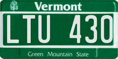 VT license plate LTU430