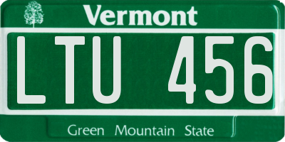 VT license plate LTU456