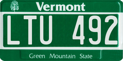 VT license plate LTU492