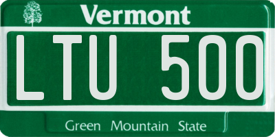 VT license plate LTU500