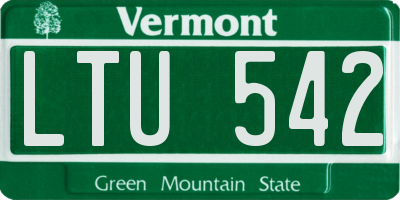 VT license plate LTU542