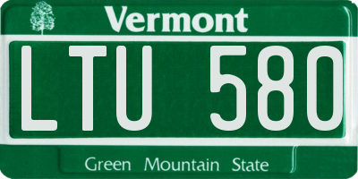 VT license plate LTU580