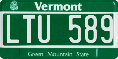 VT license plate LTU589
