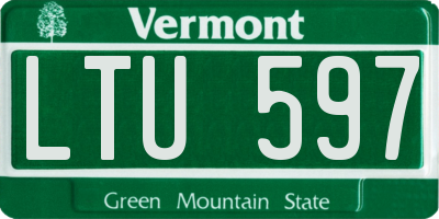VT license plate LTU597