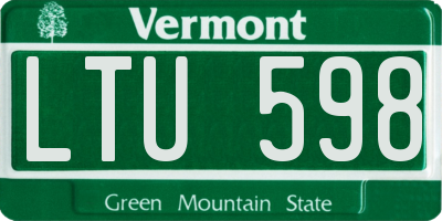 VT license plate LTU598