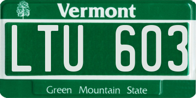 VT license plate LTU603