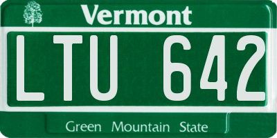 VT license plate LTU642