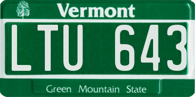 VT license plate LTU643