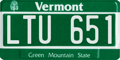 VT license plate LTU651