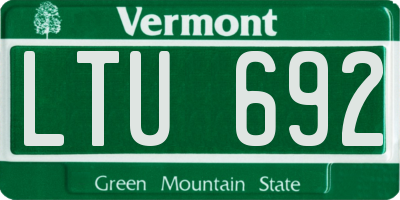 VT license plate LTU692