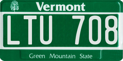 VT license plate LTU708