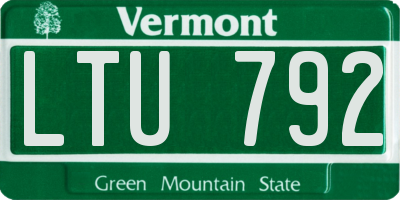 VT license plate LTU792