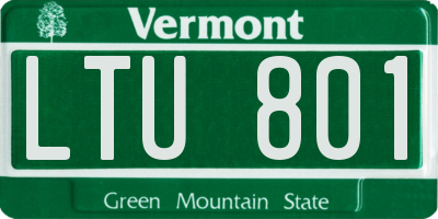VT license plate LTU801