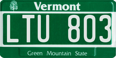 VT license plate LTU803