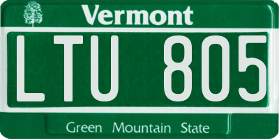 VT license plate LTU805