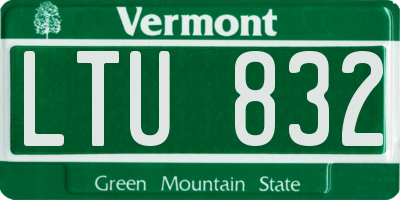 VT license plate LTU832