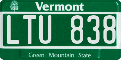 VT license plate LTU838