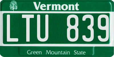 VT license plate LTU839