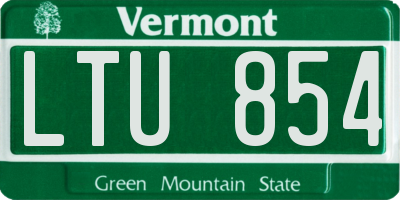 VT license plate LTU854