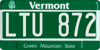 VT license plate LTU872