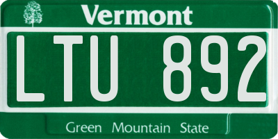 VT license plate LTU892