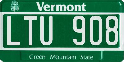 VT license plate LTU908