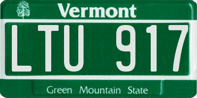 VT license plate LTU917