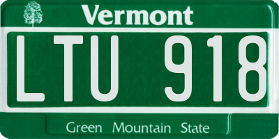VT license plate LTU918