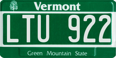 VT license plate LTU922