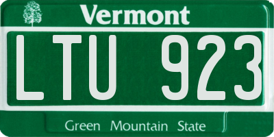 VT license plate LTU923
