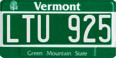 VT license plate LTU925
