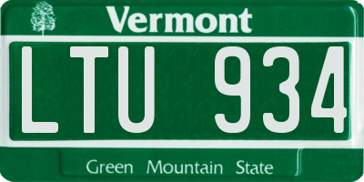 VT license plate LTU934