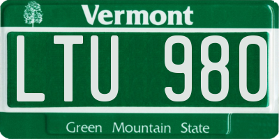 VT license plate LTU980