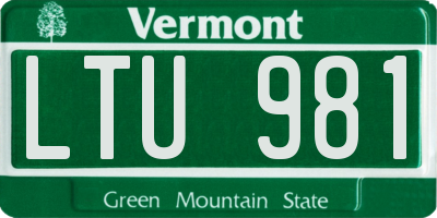 VT license plate LTU981