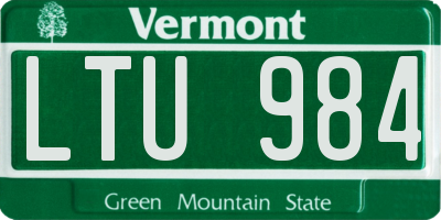 VT license plate LTU984