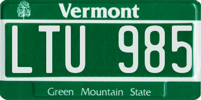 VT license plate LTU985