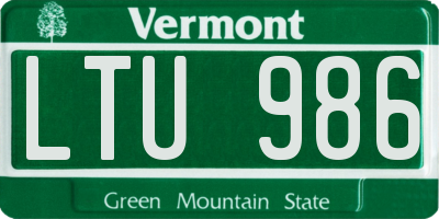 VT license plate LTU986