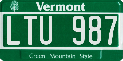 VT license plate LTU987