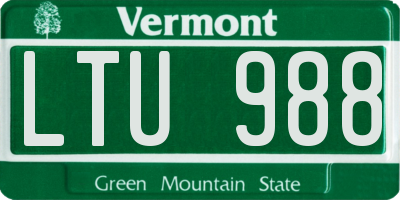 VT license plate LTU988