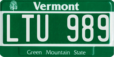 VT license plate LTU989