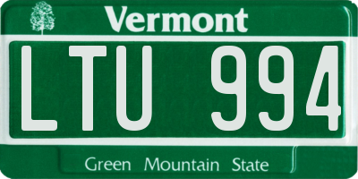 VT license plate LTU994