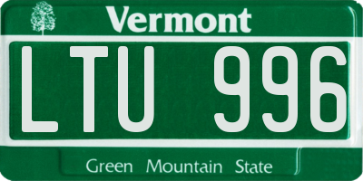 VT license plate LTU996