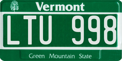VT license plate LTU998