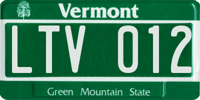 VT license plate LTV012
