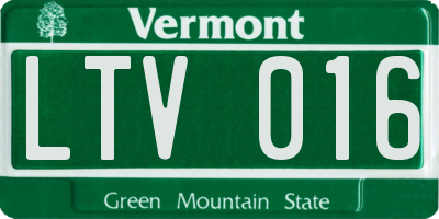 VT license plate LTV016